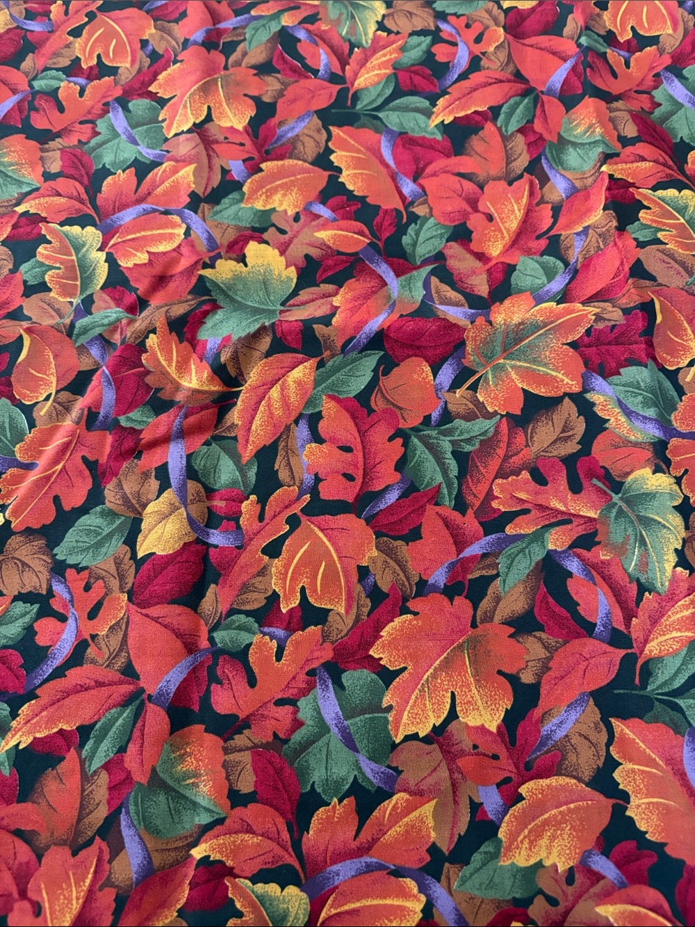 Autumn Leaves Home Fabric - Fall Leaf Print (Red, Orange, Green)